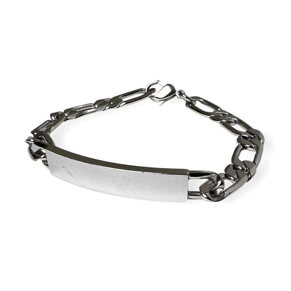 Speidel ID Bracelet Vintage Blank Nameplate Flat Link Silver Tone 90s Retro